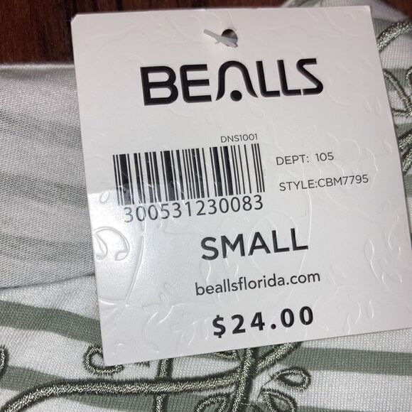 NWT Coral Bay Green and White Striped Embroidered Short Sleeve Blouse - Picture 4 of 4